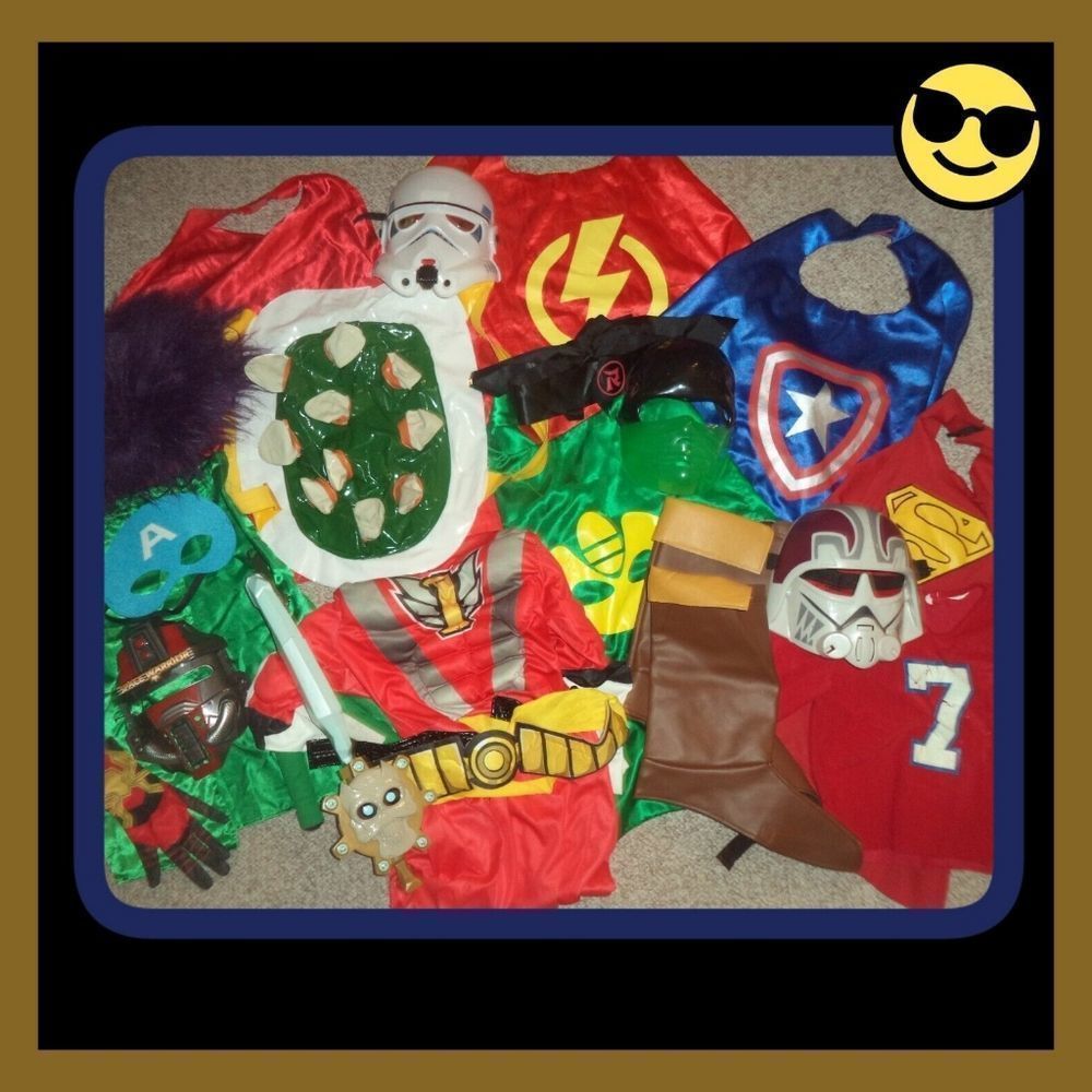 BOYS LOT PLAY DRESS UP CLOTHES SUPERHERO MARVEL CAPES MASKS COSTUMES